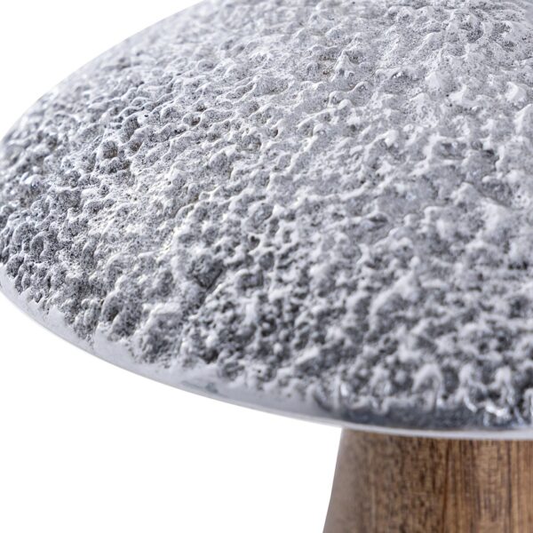 Figurines décoratives lot de 2 champignons H20/12x13/10cm support aspect champignon bois de manguier aluminium – Image 5