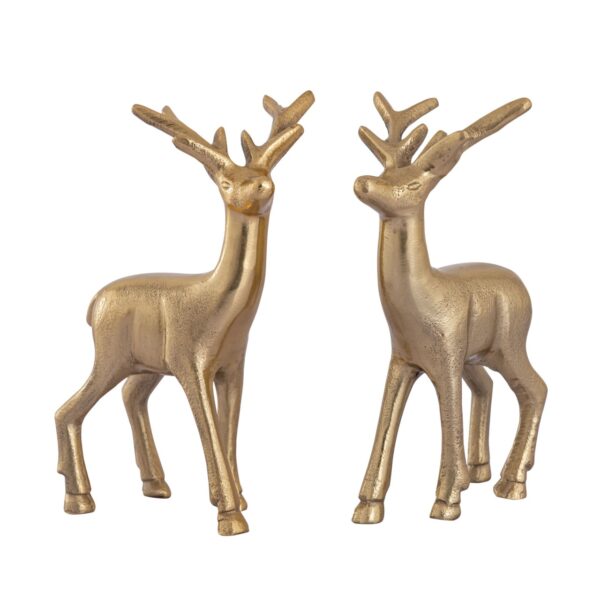 Figurine déco cerf lot de 2 décoration de table figurine animalière métal décoration de Noël argent ou or aluminium