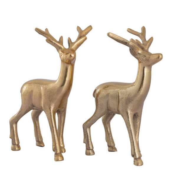 Figurine déco cerf VE 8x 2 pièces décoration de table figurine animale décoration de Noël en métal argenté ou doré – Image 4
