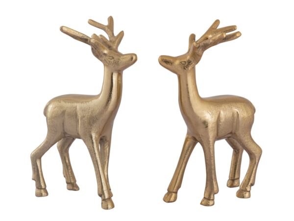 Figurine déco cerf VE 8x 2 pièces décoration de table figurine animale décoration de Noël en métal argenté ou doré – Image 5