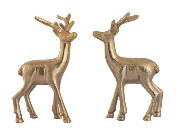 Figurine déco cerf VE 8x 2 pièces décoration de table figurine animale décoration de Noël en métal argenté ou doré – Image 6