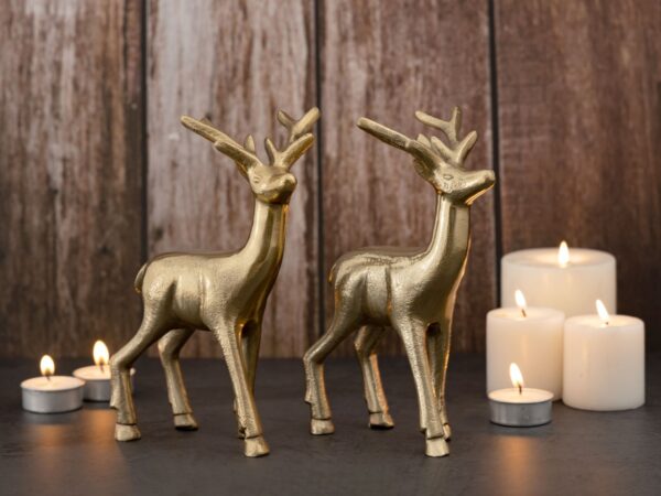Figurine déco cerf VE 8x 2 pièces décoration de table figurine animale décoration de Noël en métal argenté ou doré – Image 8