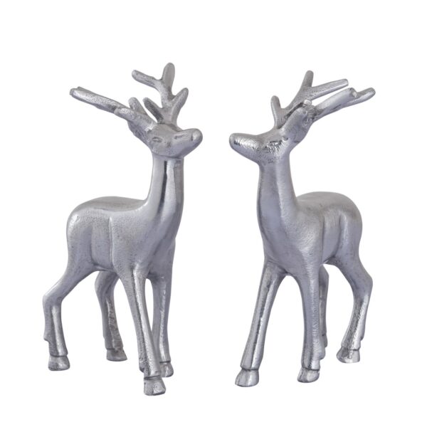Figurine déco cerf lot de 2 décoration de table figurine animalière métal décoration de Noël argent ou or aluminium