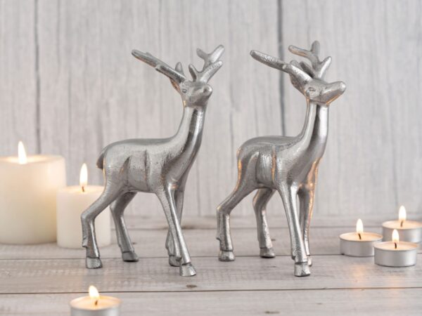 Figurine déco cerf VE 8x 2 pièces décoration de table figurine animale décoration de Noël en métal argenté ou doré – Image 7