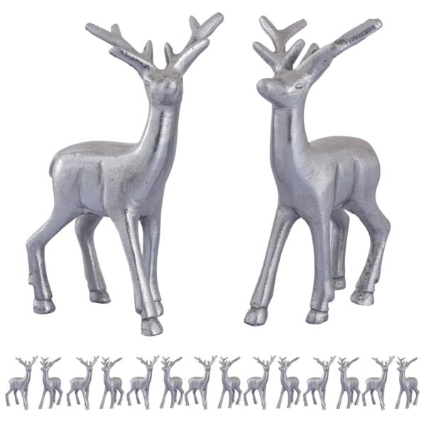 Figurine déco cerf VE 8x 2 pièces décoration de table figurine animale décoration de Noël en métal argenté ou doré