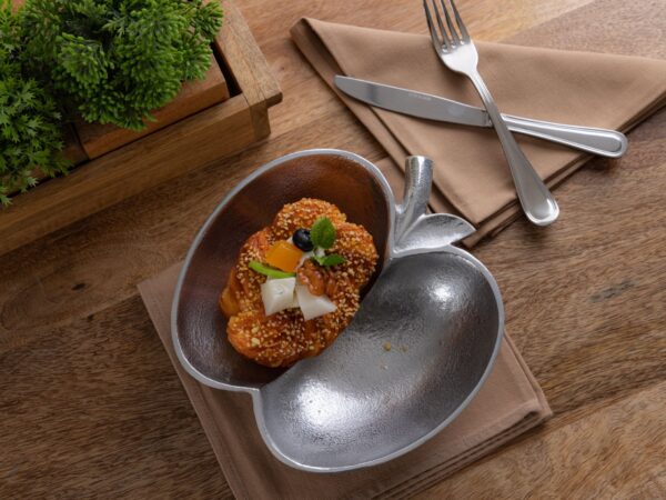 Bol à pommes bol décoratif pomme aluminium doré ou argenté – Image 6