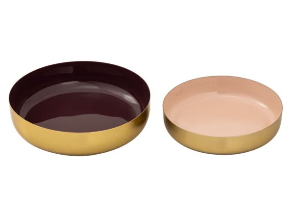 Lot de 2 bols décoratifs ronds ø 22/18 cm glam métal doré de haute qualité et intérieur émaillé – Image 2