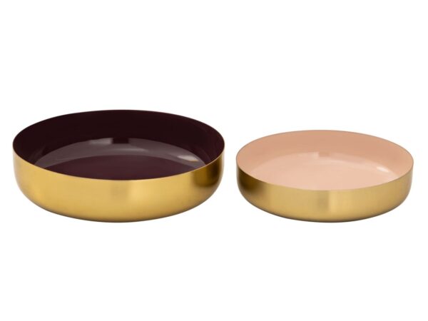 Lot de 2 bols décoratifs ronds ø 22/18 cm glam métal doré de haute qualité et intérieur émaillé – Image 3