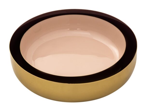Lot de 2 bols décoratifs ronds ø 22/18 cm glam métal doré de haute qualité et intérieur émaillé – Image 4