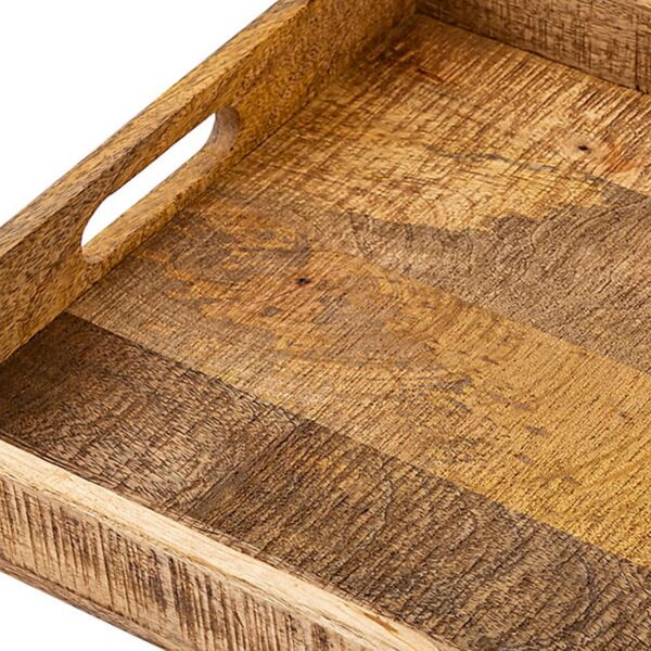 Plateau de service plateau en bois 40x40cm plateau plateau de service en bois plateau décoratif carré en bois de manguier – Image 6