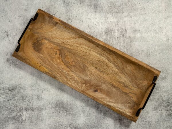 Plateau de service plateau en bois plateau bois 50x20cm plateau de service plateau décoratif bois de manguier massif – Image 8