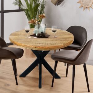 Table à manger ronde ø120cm Table de salle à manger Liverpool en manguier massif