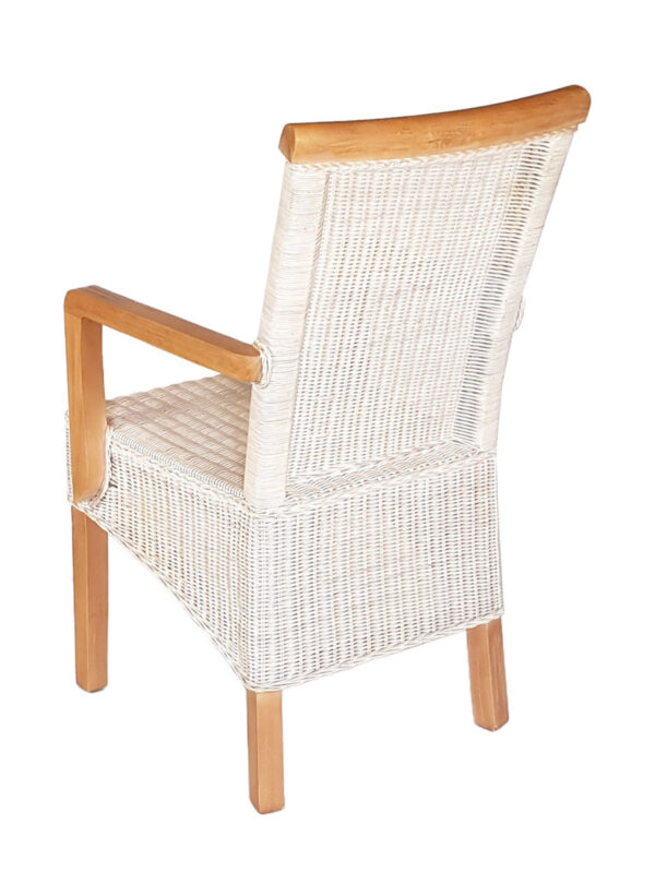 Chaise de salle à manger avec accoudoirs, chaise en rotin blanc, chaise en osier Perth, fauteuil en rotin durable – Image 4