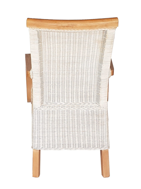 Chaise de salle à manger avec accoudoirs, chaise en rotin blanc, chaise en osier Perth, fauteuil en rotin durable – Image 5