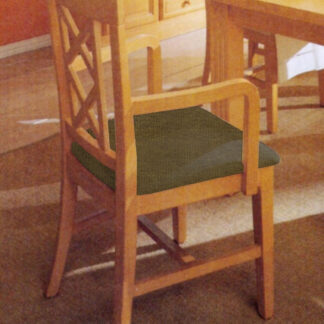 Chaise de salle à manger avec accoudoirs et coussins en pin chalet massif