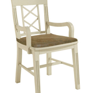 Chaise de salle à manger Chalet avec accoudoirs avec assise en bois et coussin d'assise amovible en pin massif
