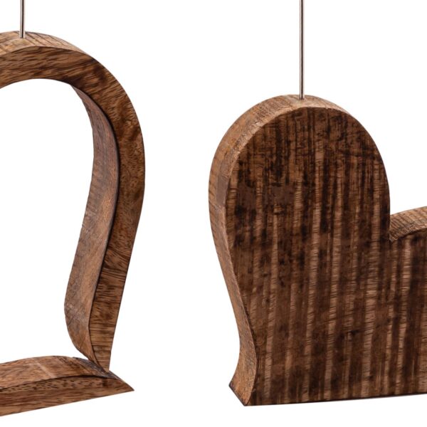 Porte-cartes de vœux, support photo, ensemble de clips photo, cœurs, décoration de table, décoration de mariage, bois de manguier massif, 2 pièces – Image 5