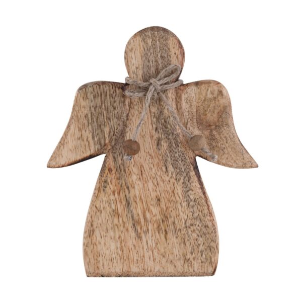 Figurine décorative en bois d'ange 15x13cm ange porte-bonheur décoration de Noël en bois de manguier – Image 3