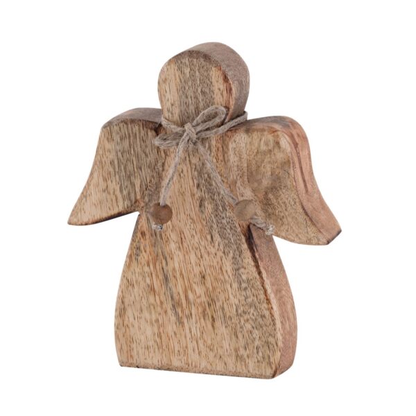 Figurine décorative en bois d'ange 15x13cm ange porte-bonheur décoration de Noël en bois de manguier – Image 2