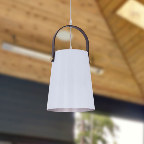 Suspension en métal avec support en cuir lampe suspendue table à manger plafonnier style vintage – Image 3