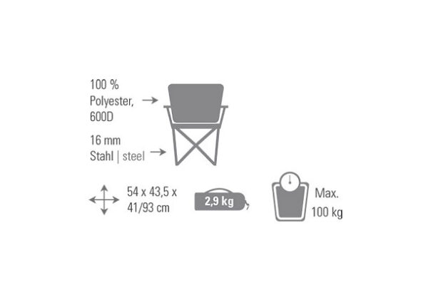 Chaises de camping Salou Chaise de camping pliante avec porte-gobelet Gris foncé - High Peak – Image 6