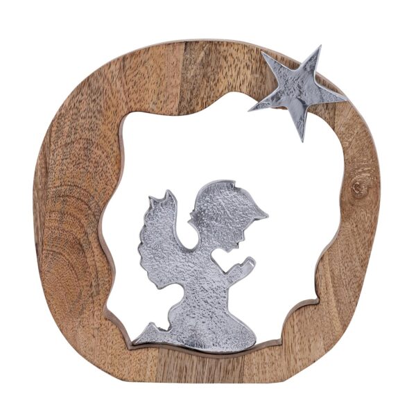 Figurine décorative ange priant 20x20cm Masterbox 16 pièces figurine en bois ange porte-bonheur bois de manguier aluminium – Image 3