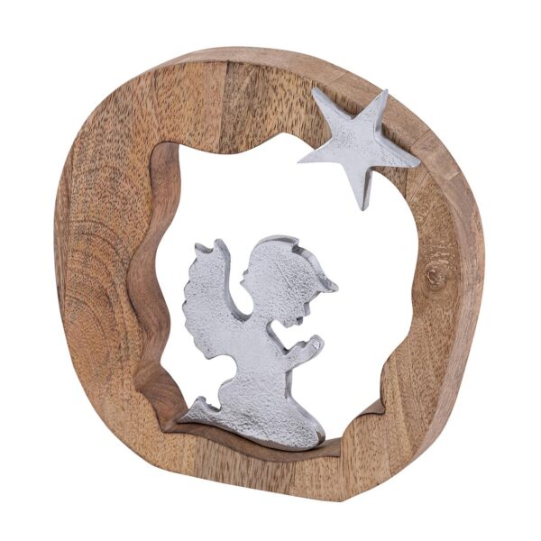 Figurine décorative ange priant 20x20cm Masterbox 16 pièces figurine en bois ange porte-bonheur bois de manguier aluminium – Image 4
