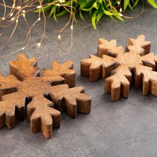 Figurines en bois flocon de neige lot de 2 figurines décoratives 18x18cm décoration de Noël