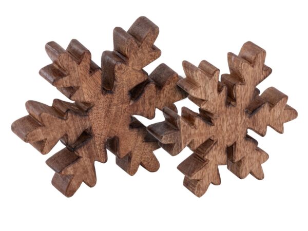 Figurines en bois flocon de neige 24x lot de 2 figurines décoratives Masterbox 18x18cm décoration de Noël – Image 3