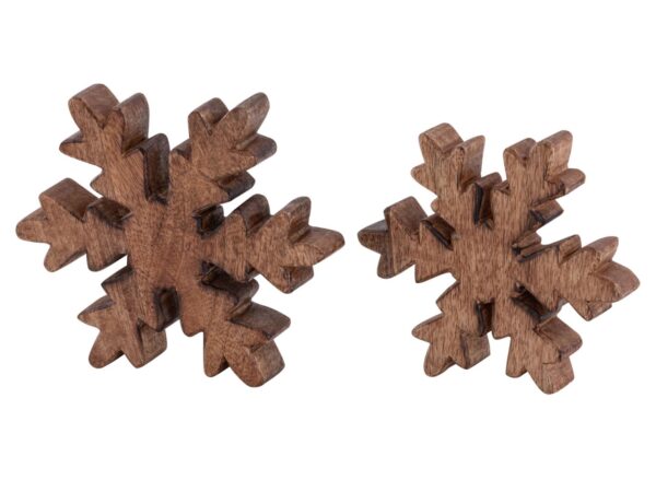 Figurines en bois flocon de neige 24x lot de 2 figurines décoratives Masterbox 18x18cm décoration de Noël – Image 4