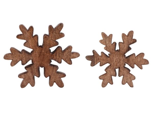 Figurines en bois flocon de neige lot de 2 figurines décoratives 18x18cm décoration de Noël – Image 4