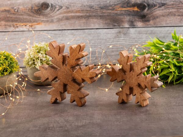 Figurines en bois flocon de neige 24x lot de 2 figurines décoratives Masterbox 18x18cm décoration de Noël – Image 9