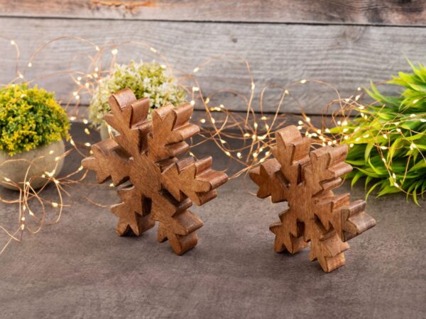 Figurines en bois flocon de neige 24x lot de 2 figurines décoratives Masterbox 18x18cm décoration de Noël – Image 8