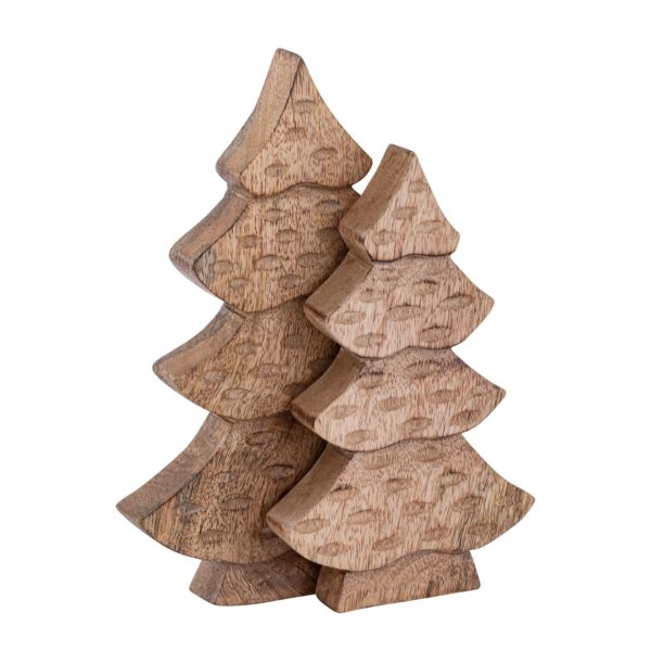 Figurine d'arbre décorative lot de 2 figurines en bois H23/20cm sapin en bois décoration de Noël en bois de manguier – Image 2