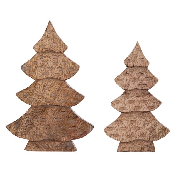 Figurine d'arbre décorative lot de 2 figurines en bois H23/20cm sapin en bois décoration de Noël en bois de manguier – Image 3