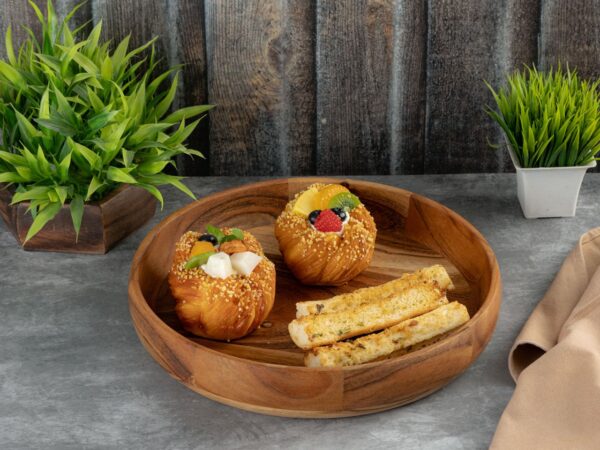 Bol à fruits bol décoratif boîte principale en bois 8 pièces ø30cm acacia massif alimentaire – Image 3