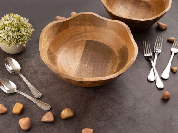 Bol décoratif Masterbox Bol en bois 8 pièces ø25 ou 30cm H6cm rond Origine bois de manguier massif – Image 2