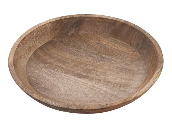 Bol décoratif en bois rond ø25 ou 30cm H6cm moderne simple en manguier massif – Image 2