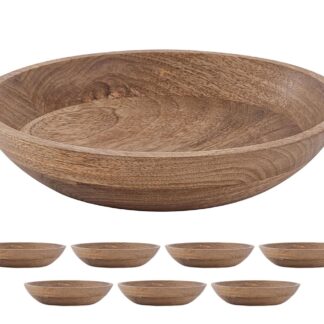 Bol en bois bol décoratif rond ø25 ou 30cm H6cm Masterbox 8 pièces moderne simple en bois de manguier