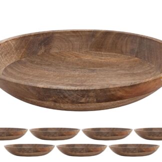 Bol en bois bol décoratif rond ø25 ou 30cm H6cm Masterbox 8 pièces moderne simple en bois de manguier