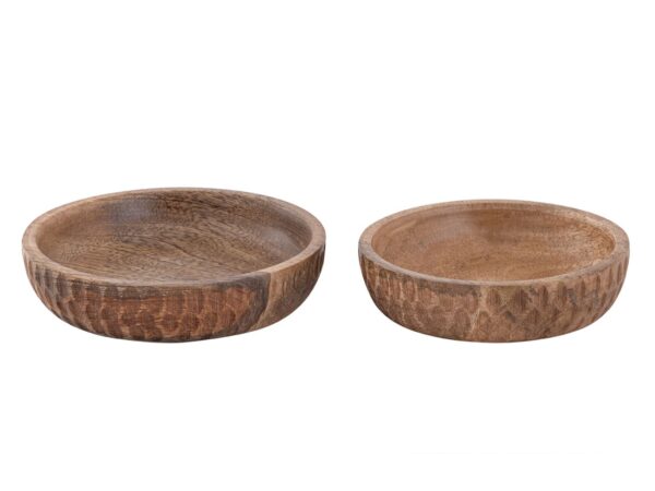 Bol en bois lot de 2 ø15/17cm H4cm bol décoratif Tik & Tok rond en bois de manguier – Image 2