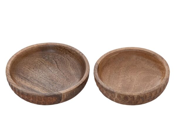Bol en bois lot de 2 ø15/17cm H4cm bol décoratif Tik & Tok rond en bois de manguier – Image 3