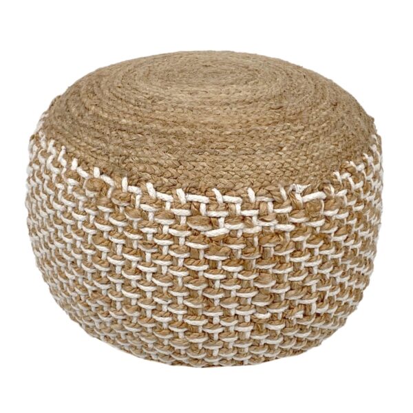 Pouf tabouret en jute rond 50x50 cm tabouret décoratif jute naturel pouf coussin de sol repose-pieds
