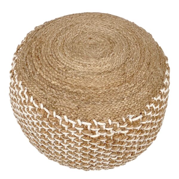 Pouf tabouret en jute rond 50x50 cm tabouret décoratif jute naturel pouf coussin de sol repose-pieds – Image 2