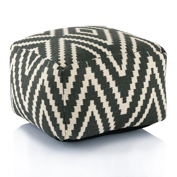 Repose-pieds siège cube 50x35x50cm pouf kilim coussin de sol Pérou noir taupe jaune turquoise