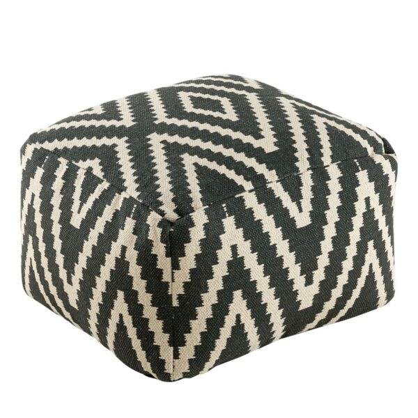 Repose-pieds siège cube 50x35x50cm pouf kilim coussin de sol Pérou noir taupe jaune turquoise – Image 5