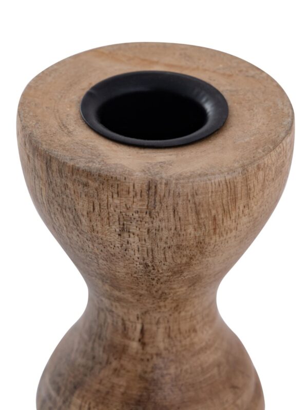 Bougeoir lot de 2 bougies bâtons bougeoir H20/13x6cm bougeoir rond en bois de manguier – Image 4