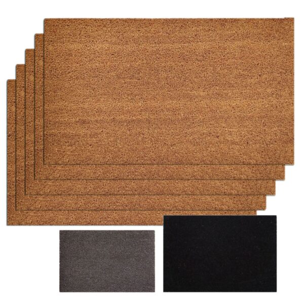 Tapis de noix de coco, lot de 5, paillassons, tapis anti-saleté, paillasson, couleur unie pour porte d'entrée, 3 couleurs
