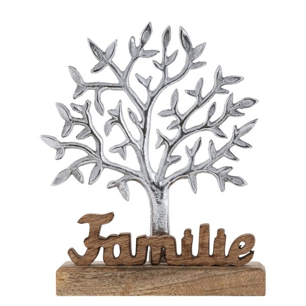 Figurine décorative arbre de vie avec inscription famille figurine en bois 20x27cm Masterbox 8 pièces en aluminium – Image 4