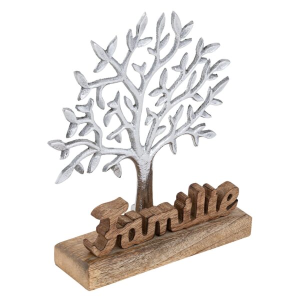 Figurine décorative arbre de vie avec inscription famille figurine en bois 20x27cm Masterbox 8 pièces en aluminium – Image 3